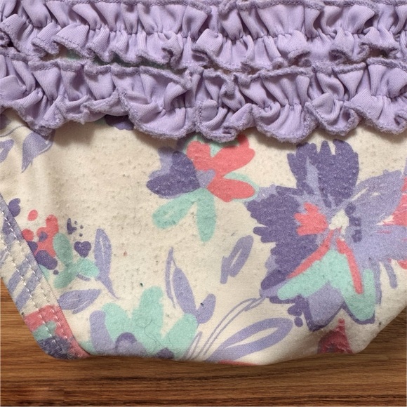 Ruffle Butts Striped and Floral Kids Bikini - Purple and White Size 18-24 Months - Picture 6 of 8